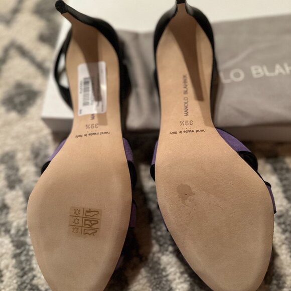 manolo blahnik black and purple leather sling backs sz 39 - Picture 8 of 9